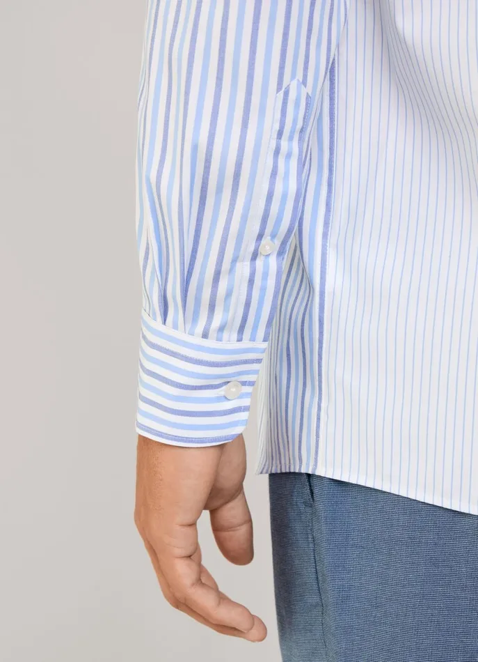 Men Iconic Shirts Faonnable Regular Fit Striped Poplin Shirt Bluewhite