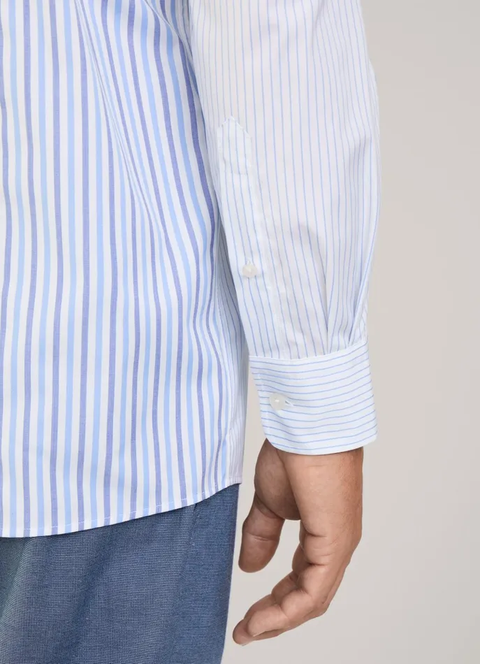 Men Iconic Shirts Faonnable Regular Fit Striped Poplin Shirt Bluewhite