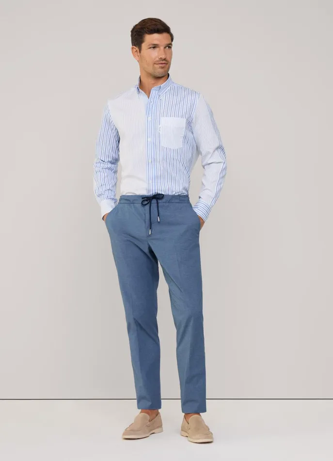 Men Iconic Shirts Faonnable Regular Fit Striped Poplin Shirt Bluewhite