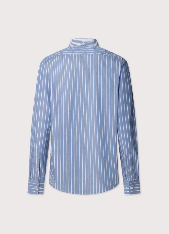 Men Iconic Shirts Faonnable Regular Fit Striped Twill Shirt Dark Denim Blue
