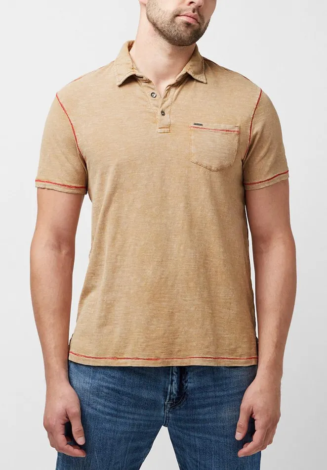 Men Kacinos Optic Wash White Polo Milk Buffalo David Bitton Tops and Tees