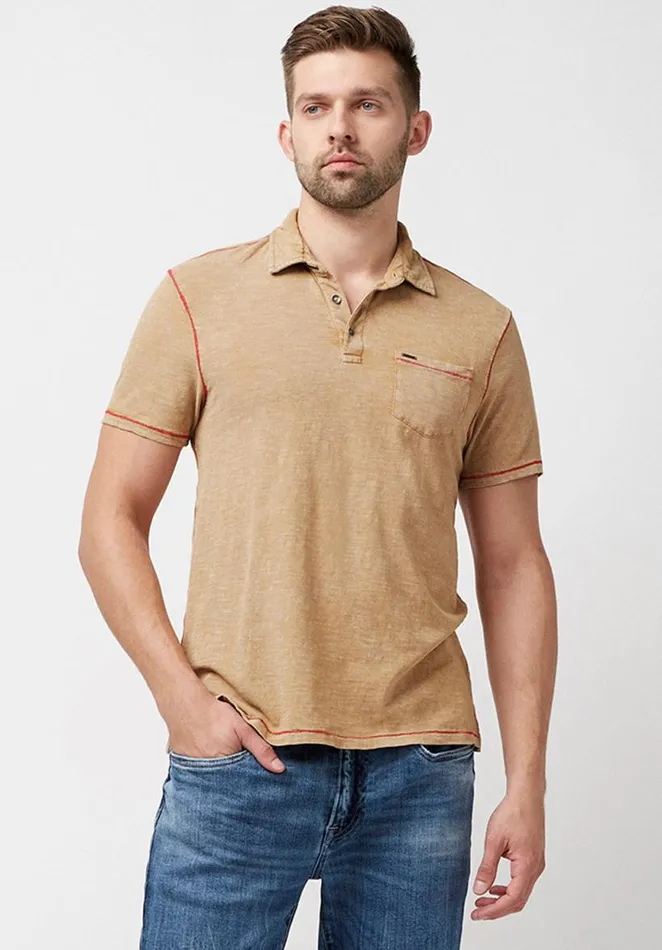 Men Kacinos Optic Wash White Polo Milk Buffalo David Bitton Tops and Tees