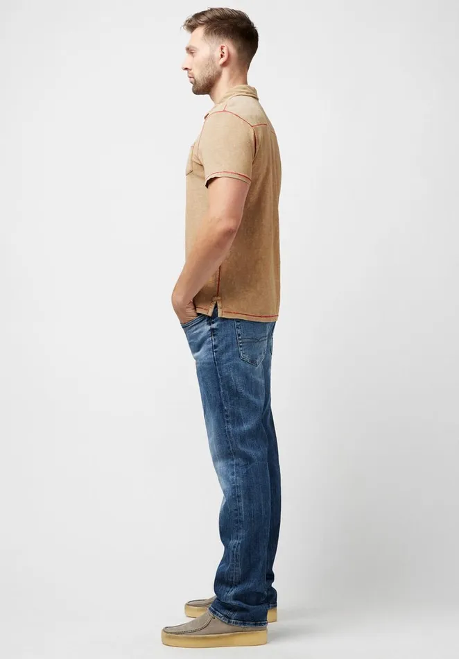 Men Kacinos Optic Wash White Polo Milk Buffalo David Bitton Tops and Tees