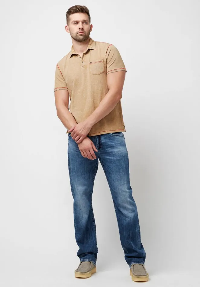 Men Kacinos Optic Wash White Polo Milk Buffalo David Bitton Tops and Tees