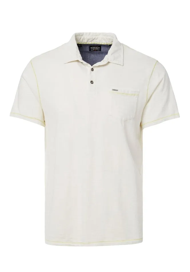 Men Kacinos Optic Wash White Polo Milk Buffalo David Bitton Tops and Tees