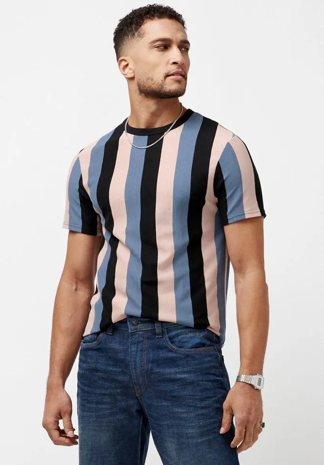 Men Kamand Ref Stripe Pique TShirt Star Buffalo David Bitton Tops and Tees