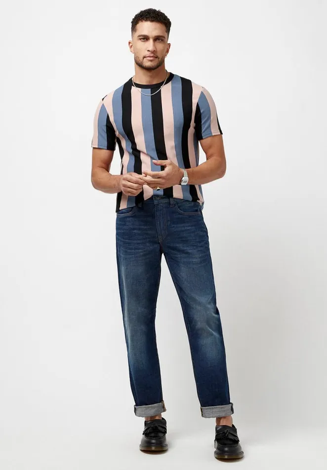 Men Kamand Ref Stripe Pique TShirt Star Buffalo David Bitton Tops and Tees