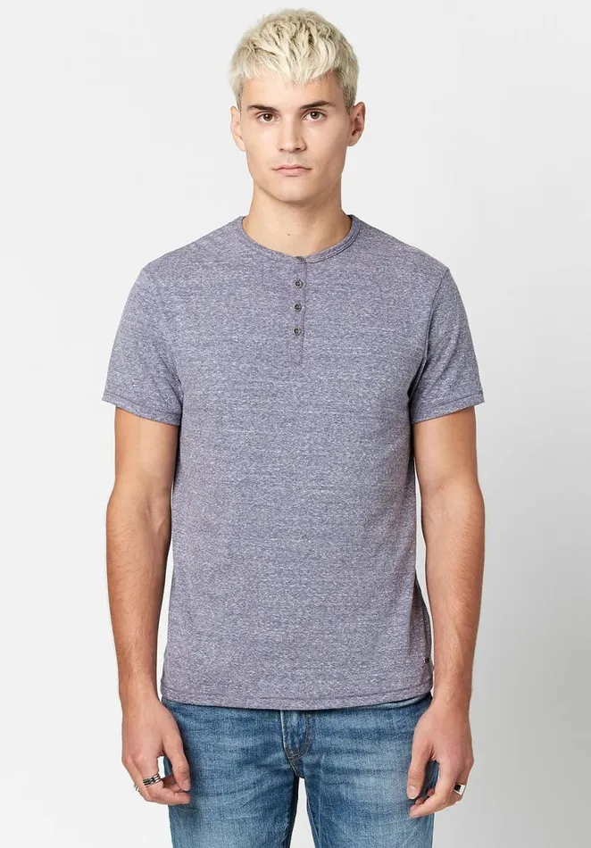 Men Kamir Speckled Knit Henley Ruby Buffalo David Bitton Tops and Tees
