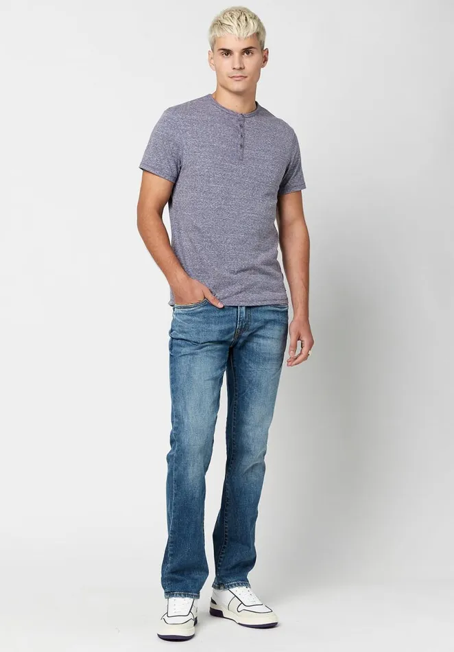 Men Kamir Speckled Knit Henley Ruby Buffalo David Bitton Tops and Tees