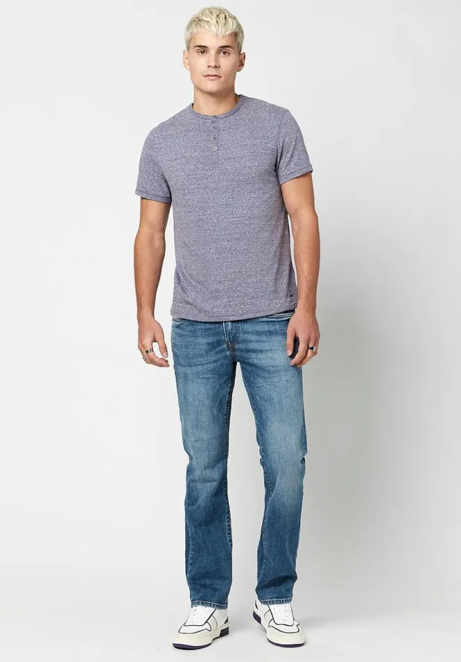 Men Kamir Speckled Knit Henley Ruby Buffalo David Bitton Tops and Tees