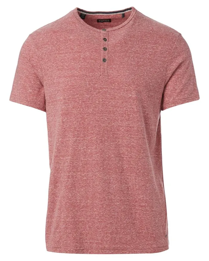 Men Kamir Speckled Knit Henley Ruby Buffalo David Bitton Tops and Tees