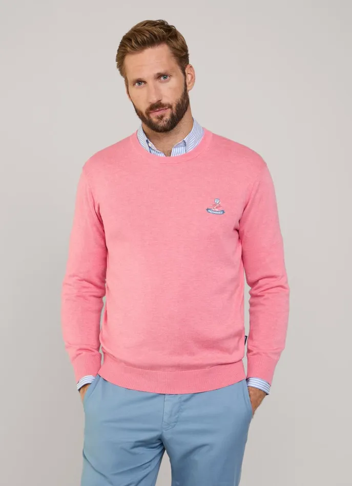Men Knitwear Faonnable Embroidered Bird Crew Neck Jumper Magenta Purple