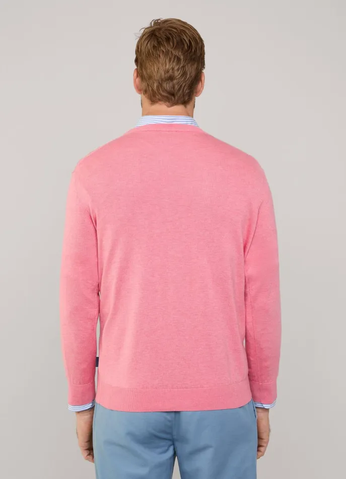 Men Knitwear Faonnable Embroidered Bird Crew Neck Jumper Magenta Purple