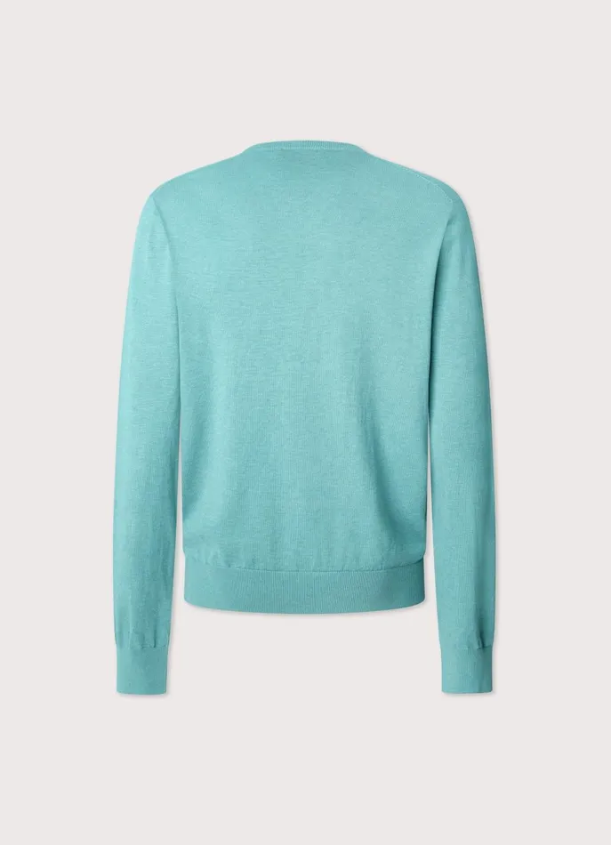 Men Knitwear Faonnable Embroidered Bird Crew Neck Jumper Meadow Blue