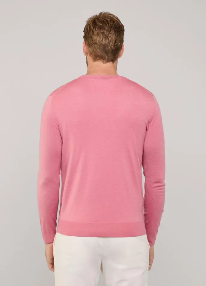 Men Knitwear Faonnable Merino Wool Crew Neck Jumper Magenta Purple
