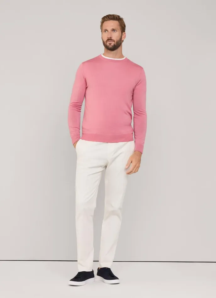 Men Knitwear Faonnable Merino Wool Crew Neck Jumper Magenta Purple
