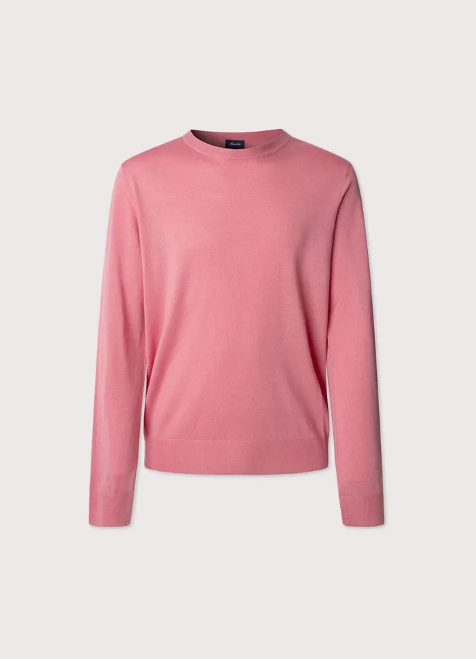 Men Knitwear Faonnable Merino Wool Crew Neck Jumper Magenta Purple