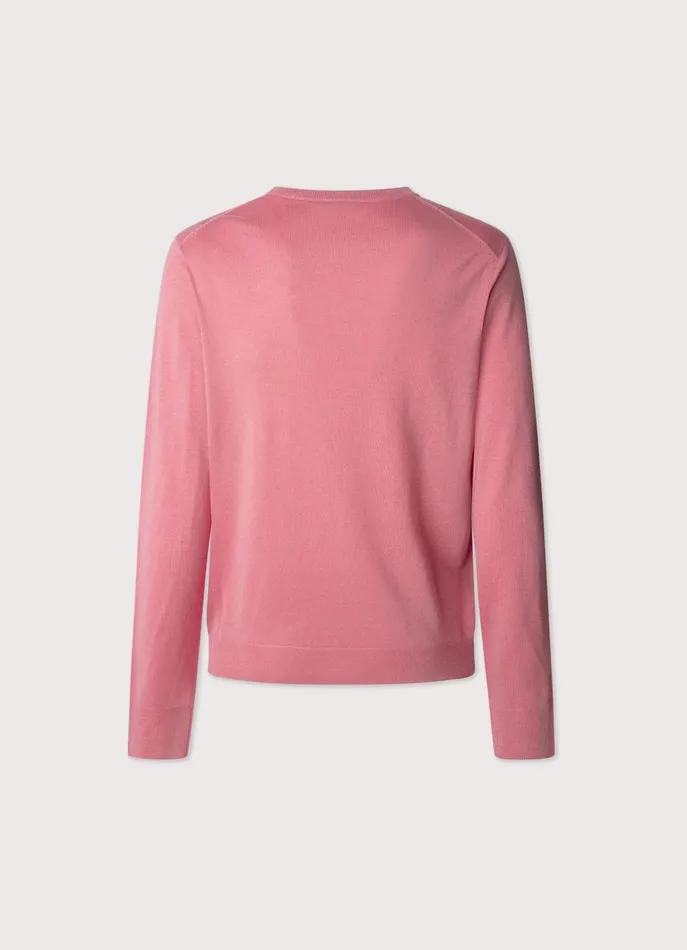 Men Knitwear Faonnable Merino Wool Crew Neck Jumper Magenta Purple