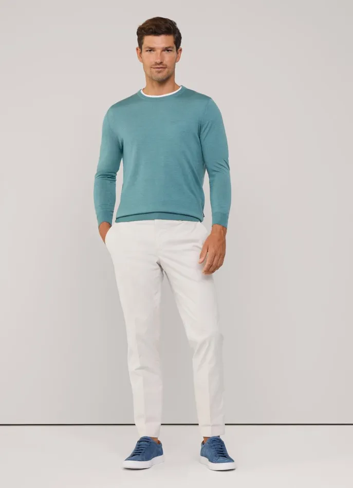 Men Knitwear Faonnable Merino Wool Crew Neck Jumper Meadow Blue