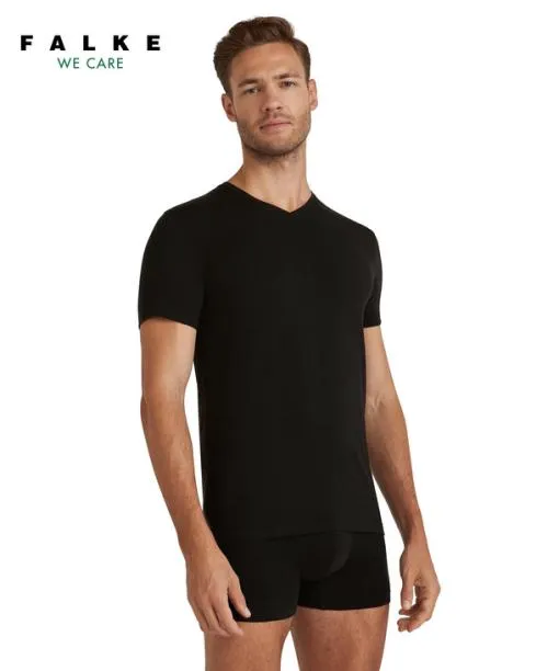 Men Men TShirt Vneck Daily ClimaWool Black FALKE Shirts