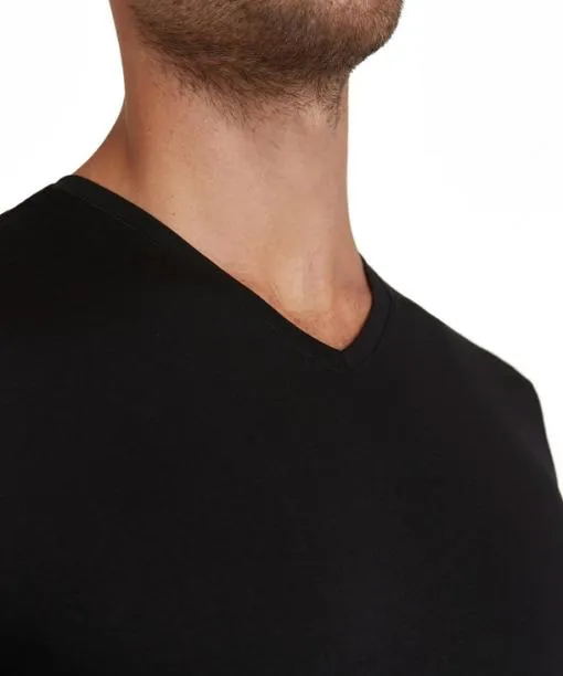 Men Men TShirt Vneck Daily Natural Black FALKE Shirts