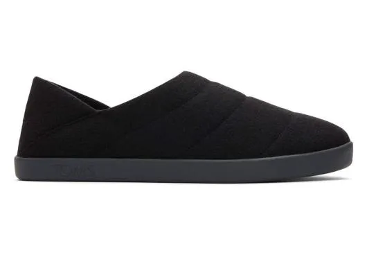 Men MenEzra Black Faux Fleece Convertible Slipper Black Feltfleece TOMS Slip Ons