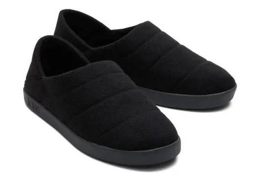 Men MenEzra Black Faux Fleece Convertible Slipper Black Feltfleece TOMS Slip Ons