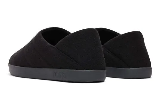 Men MenEzra Black Faux Fleece Convertible Slipper Black Feltfleece TOMS Slip Ons