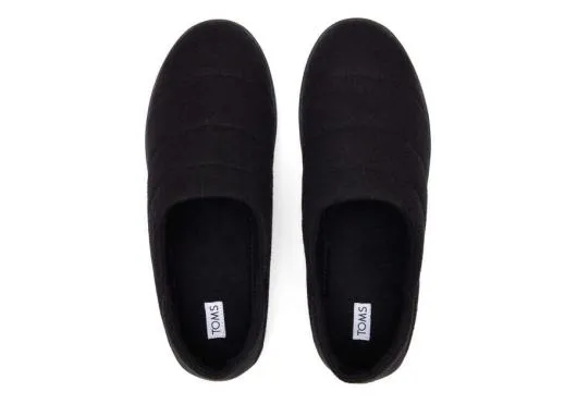 Men MenEzra Black Faux Fleece Convertible Slipper Black Feltfleece TOMS Slip Ons