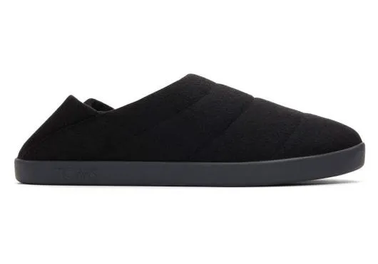 Men MenEzra Black Faux Fleece Convertible Slipper Black Feltfleece TOMS Slip Ons