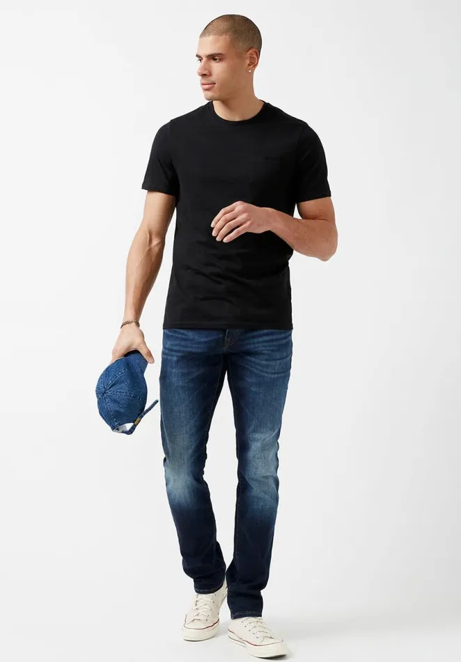 Men Naimop Black Jersey TShirt Black Buffalo David Bitton Tops and Tees
