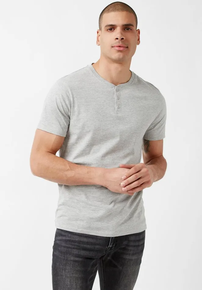Men Newson Black Buttoned TShirt Black Buffalo David Bitton Tops and Tees