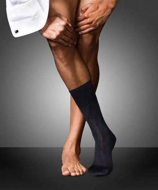 Men No 6 Finest Merino and Silk Men Socks Dark Navy FALKE By Material