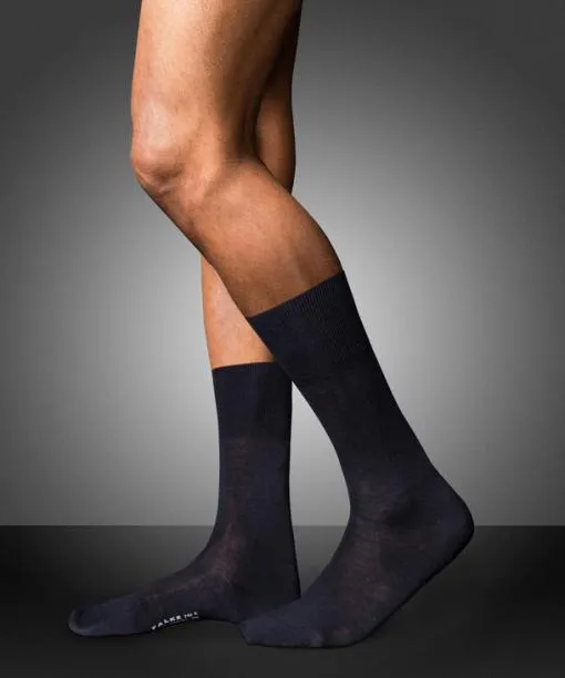 Men No 6 Finest Merino and Silk Men Socks Dark Navy FALKE By Material