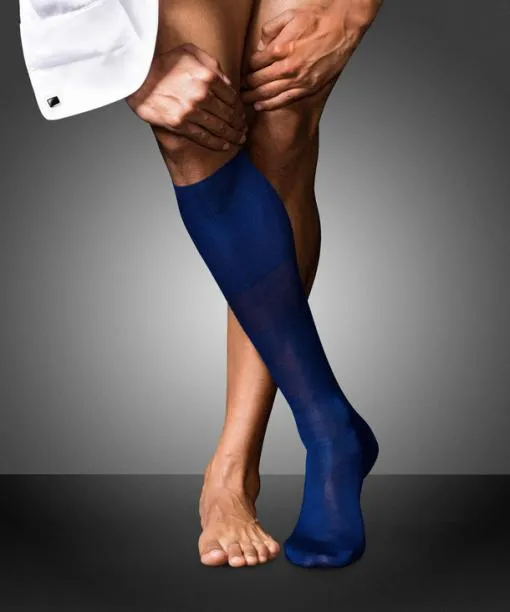 Men No 9 Pure Fil Dcosse Men Kneehigh Socks Royal Blue FALKE By Material