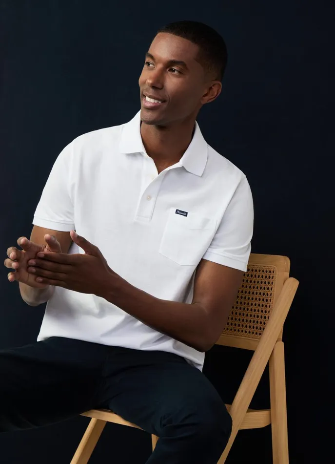 Men Polo Shirts Faonnable Regular Fit Pima Polo White