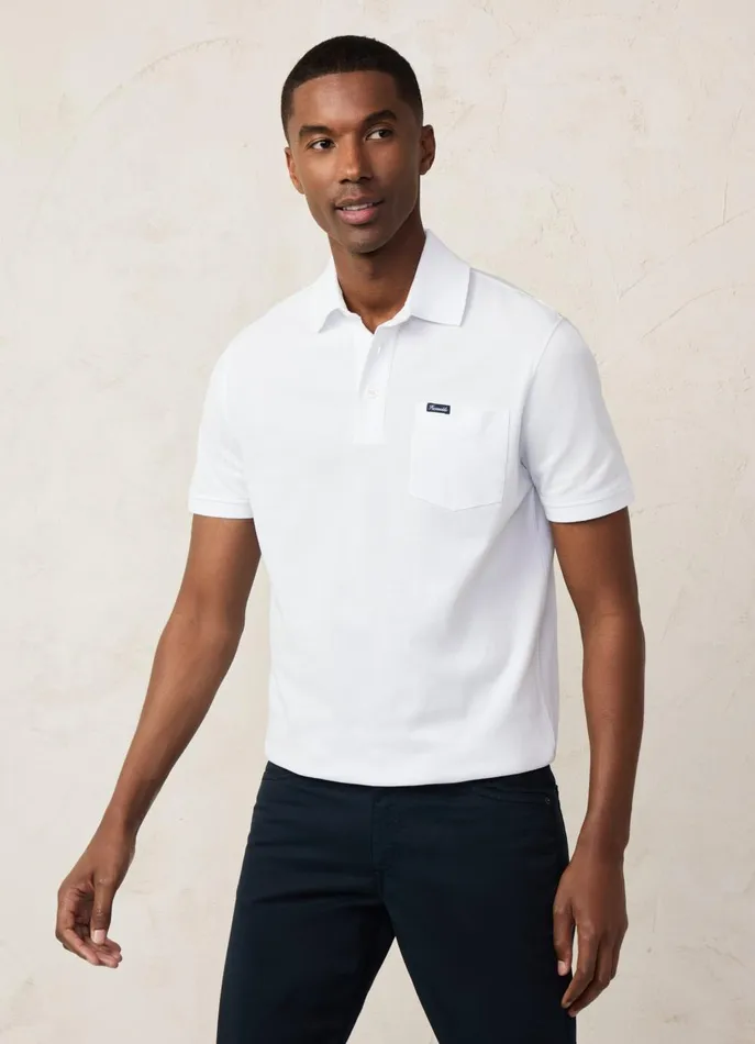 Men Polo Shirts Faonnable Regular Fit Pima Polo White