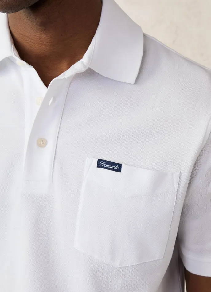 Men Polo Shirts Faonnable Regular Fit Pima Polo White