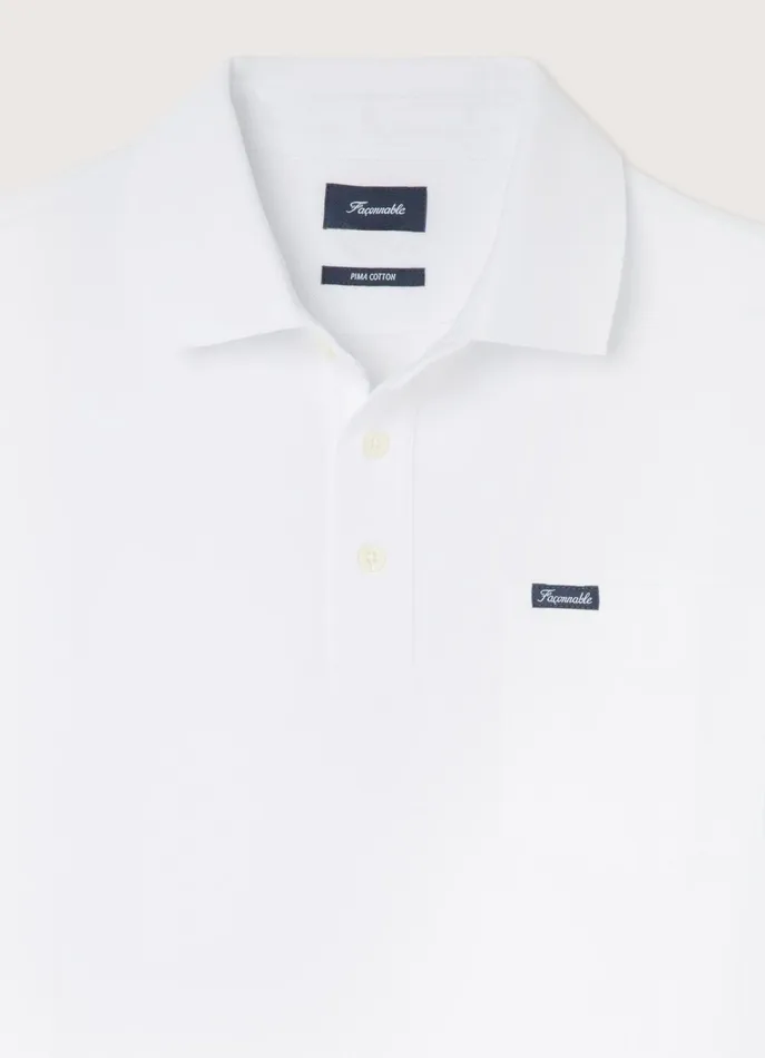 Men Polo Shirts Faonnable Regular Fit Pima Polo White