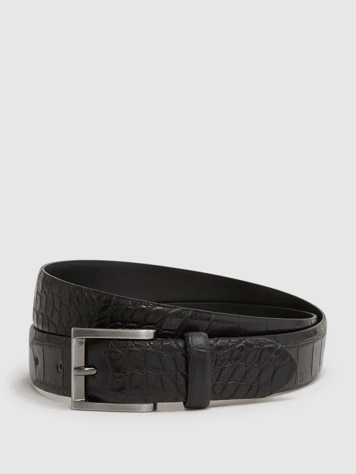 Men Reiss Belts Albany Leather Belt Blackgunmetal