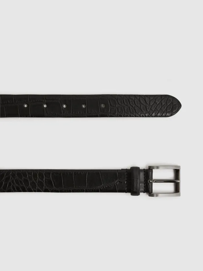 Men Reiss Belts Albany Leather Belt Blackgunmetal