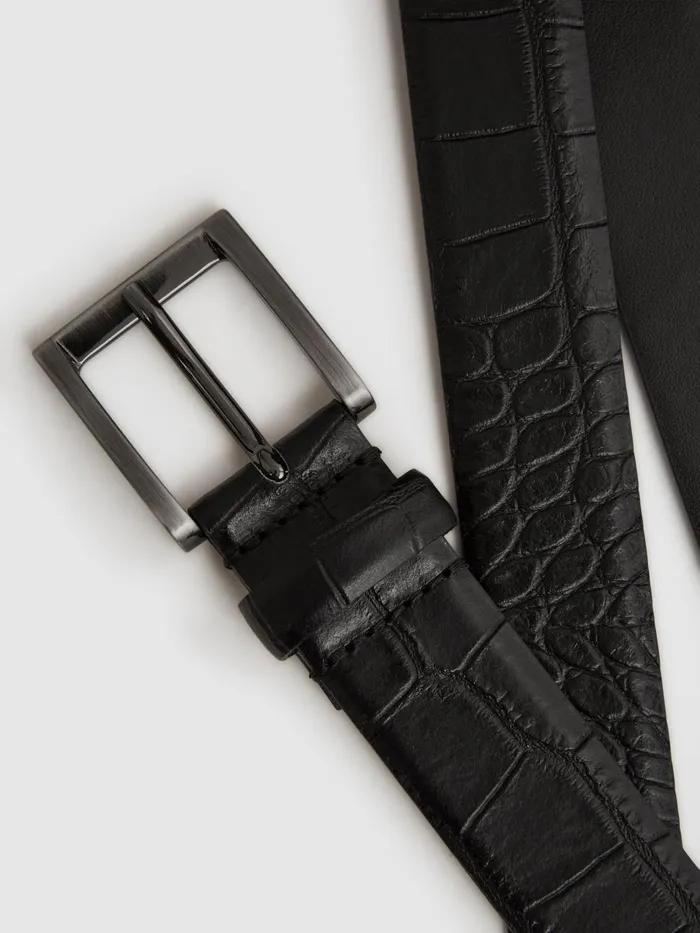 Men Reiss Belts Albany Leather Belt Blackgunmetal