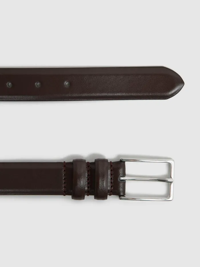 Men Reiss Belts Dante Smooth Leather Belt Chocolate