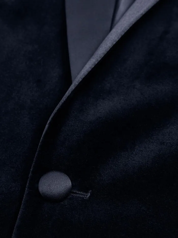 Men Reiss Blazers Ace Modern Fit Velvet Single Breasted Tuxedo Jacket Navy