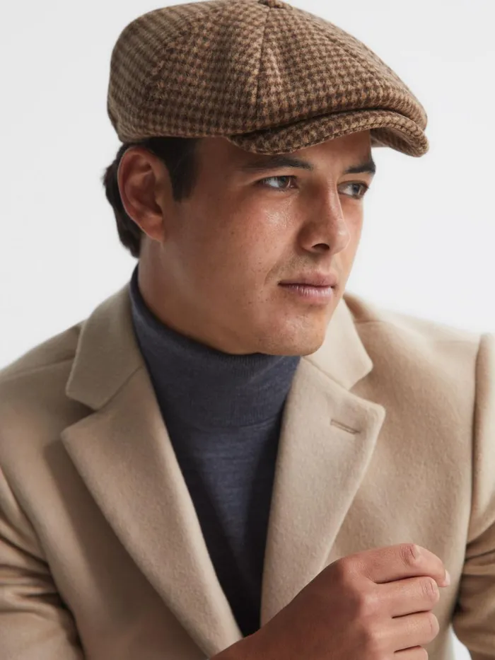 Men Reiss Hats Gloves and Scarves Arbor Wool Blend Baker Boy Cap Oatmeal