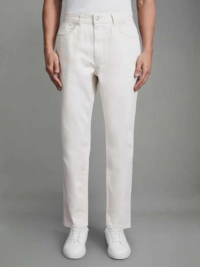 Men Reiss Jeans Santorini R Relaxed Tapered Jeans Ecru