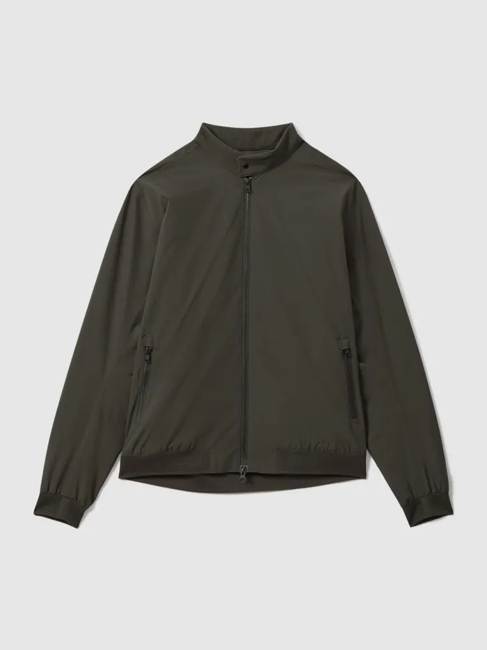 Men Reiss Outerwear and Coats Edition Waterproof HarringtonStyle Jacket Dark Olive