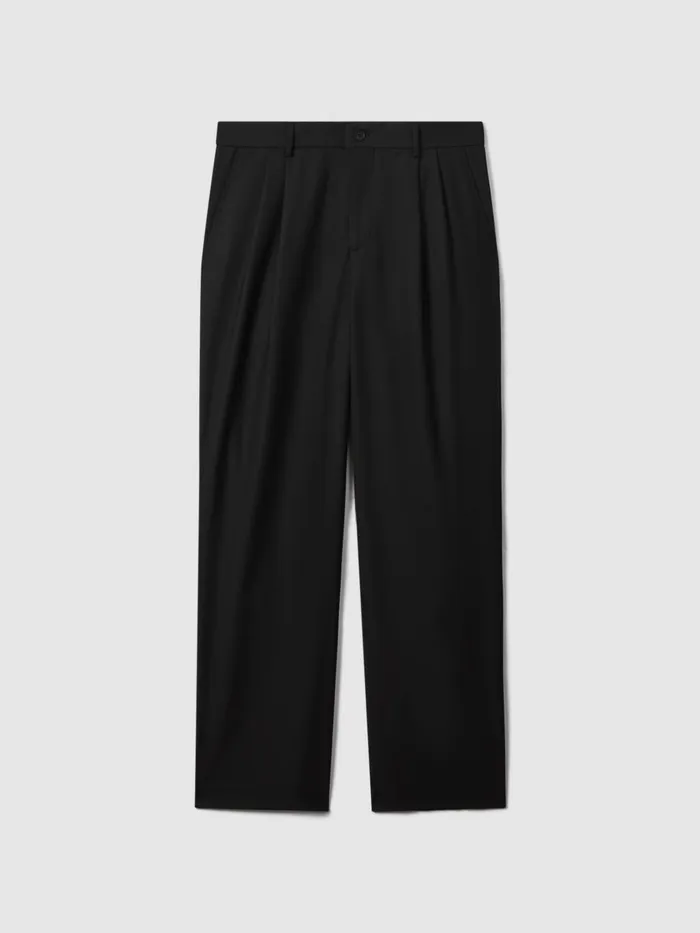 Men Reiss Pants F1 Relaxed Twill Trousers Black