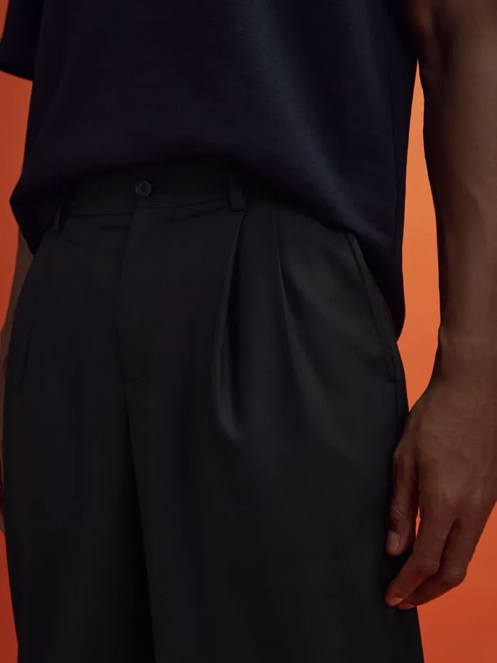 Men Reiss Pants F1 Relaxed Twill Trousers Black