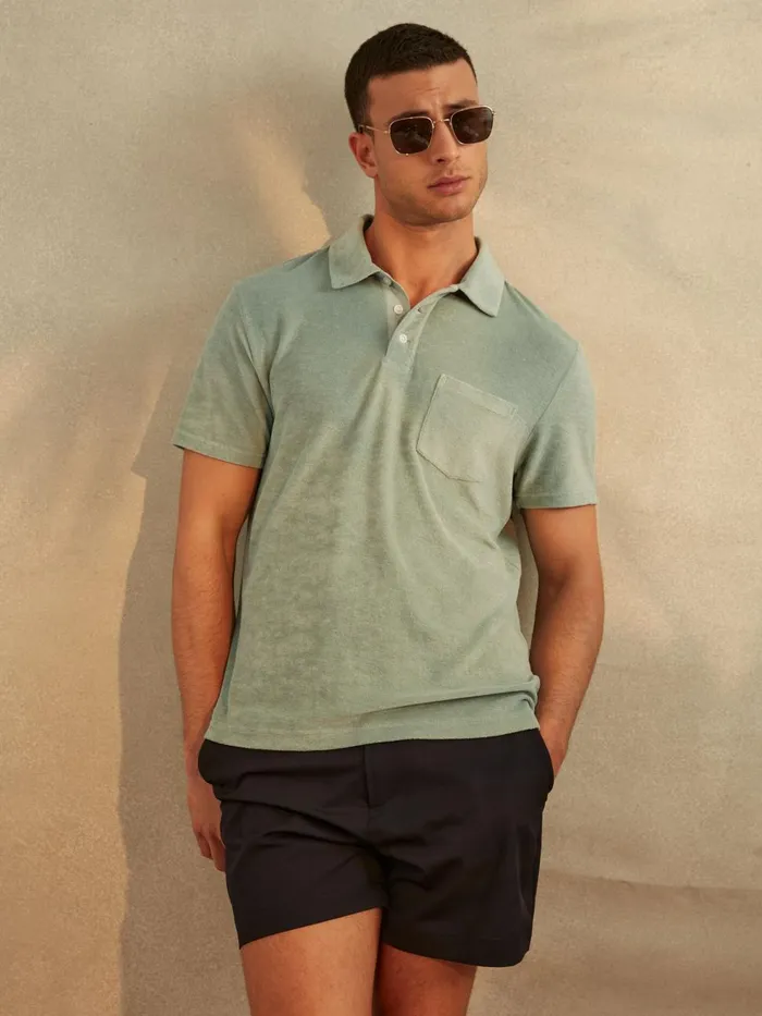 Men Reiss Polo Shirts Rainer Towelling Polo Shirt Mint